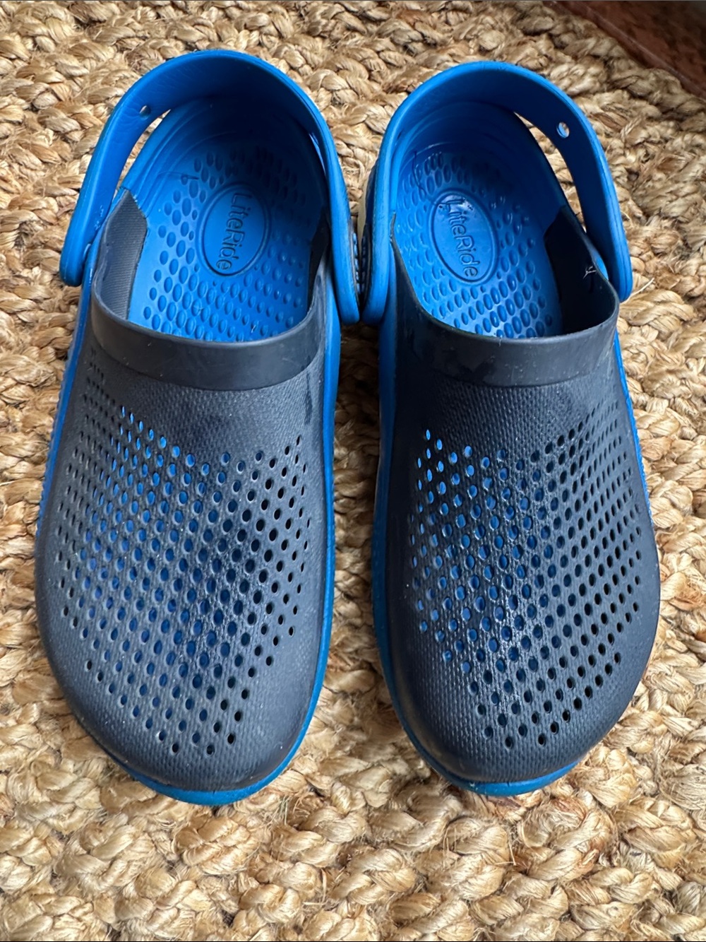 CROCS Kids Navy and Bright Blue Vented Clogs with Back Strap